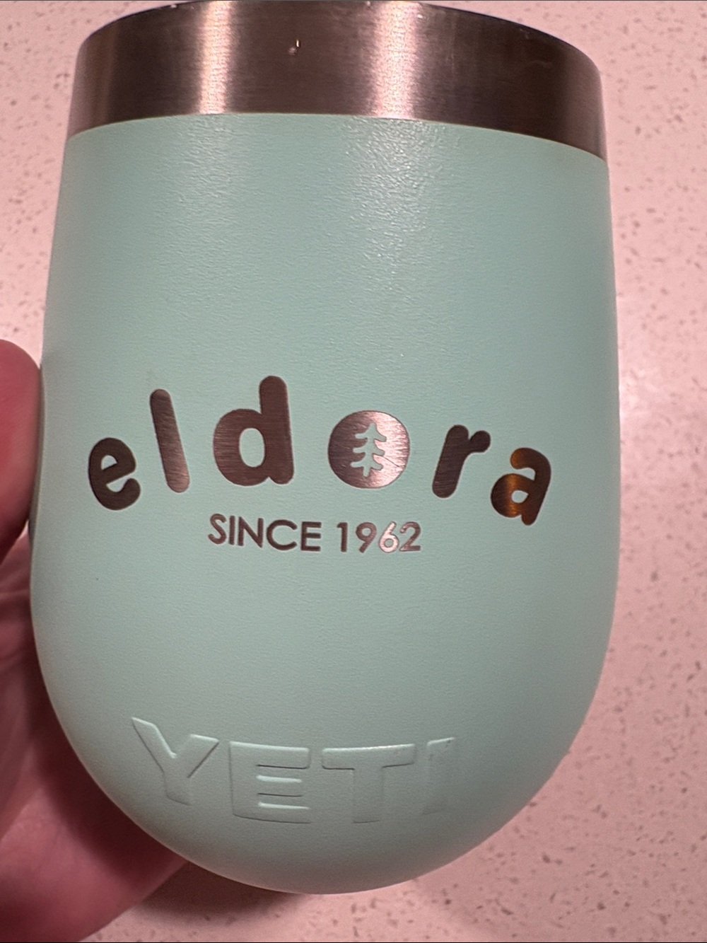 Yeti Mint Green Stemless Tumbler with Eldora Logo